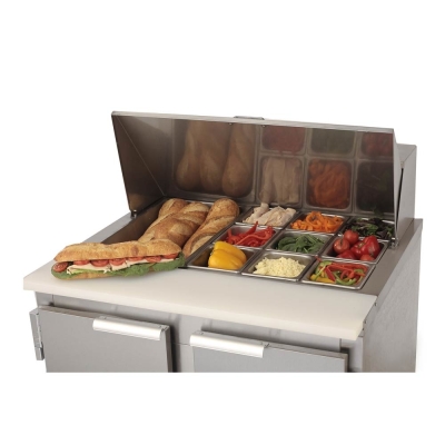 Leader ESLM36 36" 2 Door Mega Top Bain Marie / Sandwich & Salad Refrigerated Prep