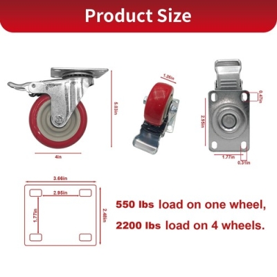 4" Caster / Wheels With Brake and without brake