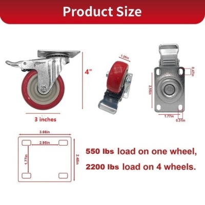 3" Caster / Wheels With Brake and without brake